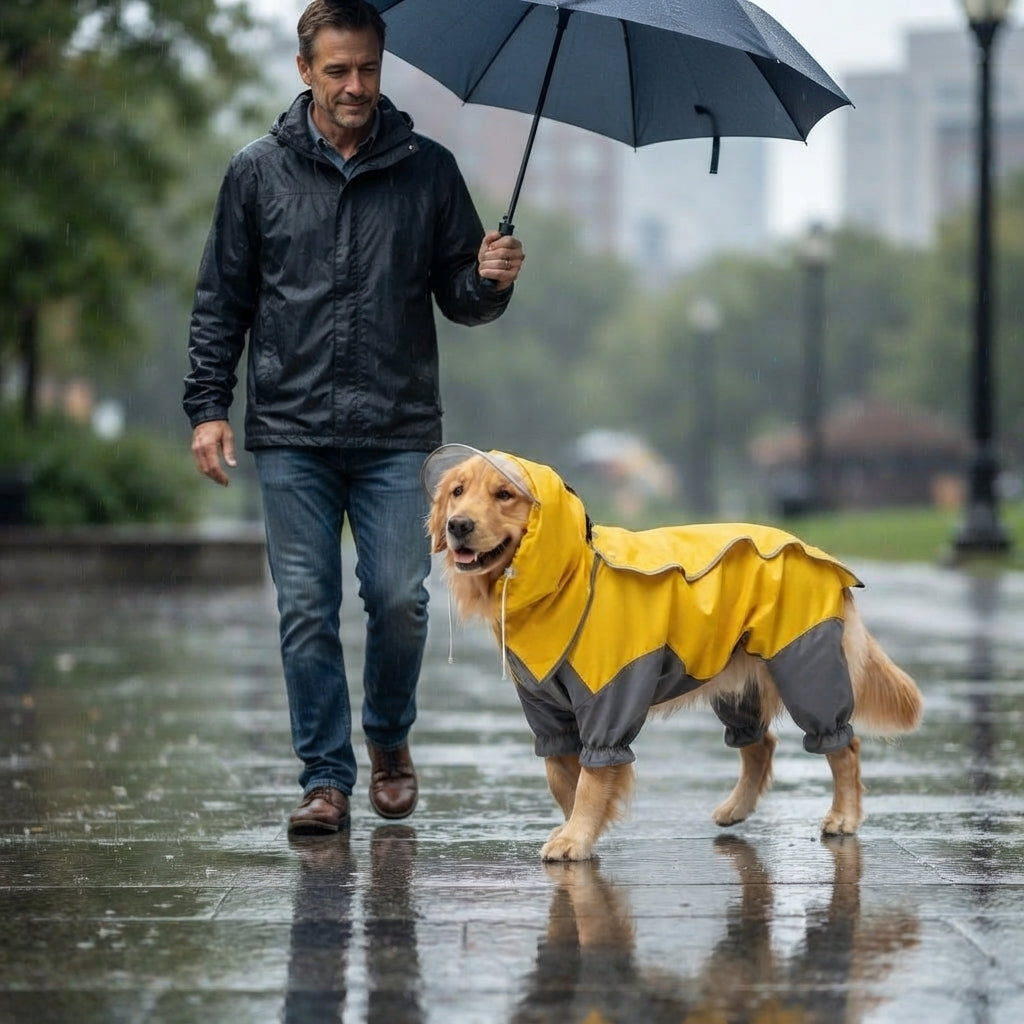 Full Coverage Dog Raincoat with Hood - Waterproof Rain Suit