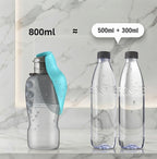 Portable Dog Water Bottle 800ml - Travel Feeder Bowl for Dogs & Cats
