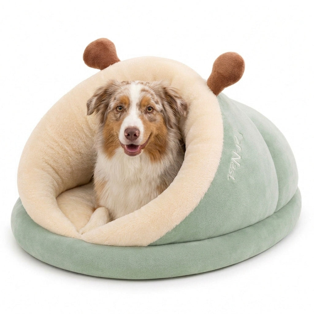 Hooded Cat Bed & Small Dog Cave Bed, Plush Cozy Pet Sleeping Nest