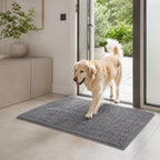 Dog Door Mat - Washable Absorbent Microfiber Mat for Muddy Paws, Grey