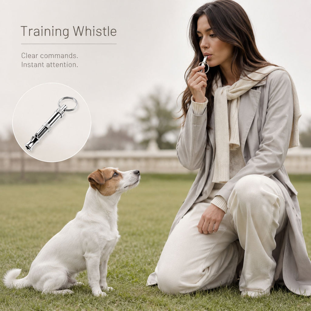High Quality Adjustable Dog Training Whistle Silver Metal With Keychain Dog Recall Bark Control Training Tool Professional Pet Training Ultrasonic Sound Coach Device Portable Durable