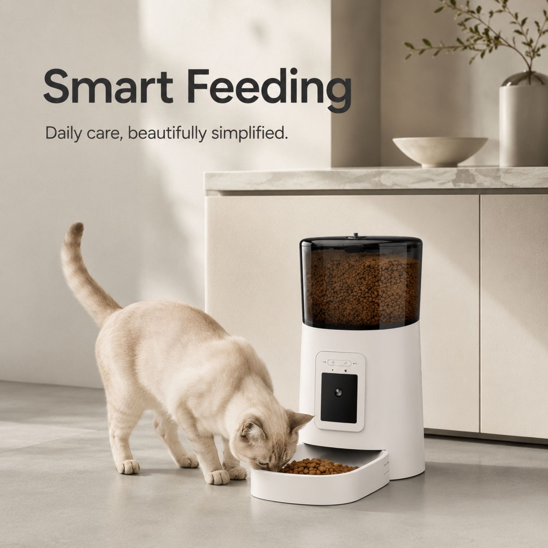 Automatic Pet Feeder for Cats & Dogs - WiFi App, Timed Meals & More