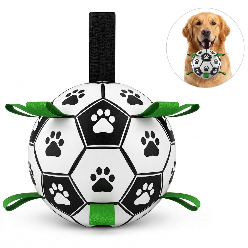 Interactive Dog Soccer Ball Toy - Fetch, Tug, Chew & Outdoor Play