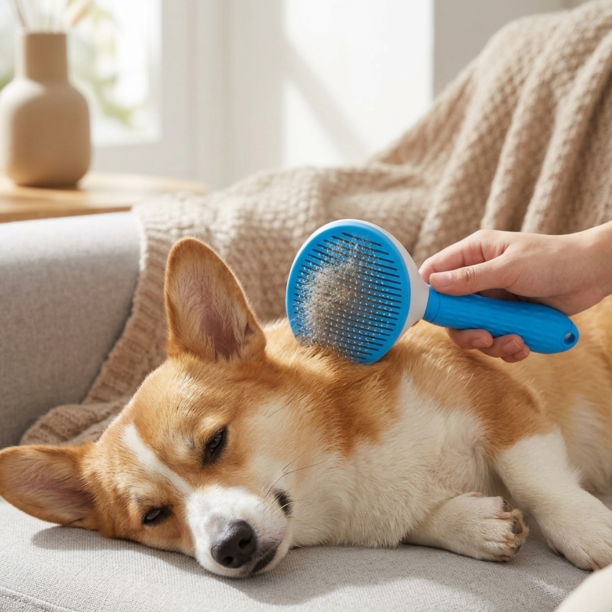 Self Cleaning Dog Brush – Deshedding Tool for Dogs & Cats Hair Removal