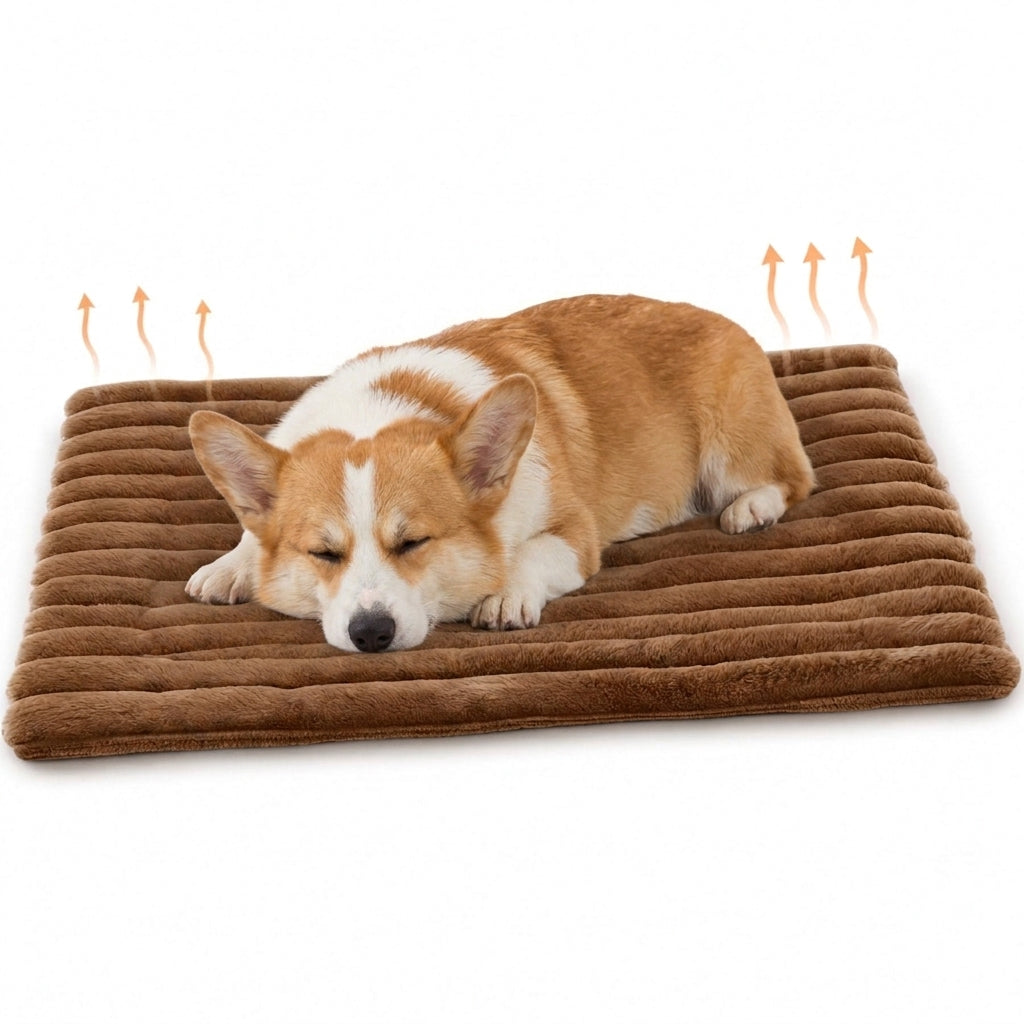Self-Warming Pet Mat for Cats & Dogs, Plush Fleece Cozy Sleeping Pad