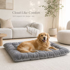 CloudRest Plush Dog Bed – Extra Soft Grey Pet Sofa Mat for Small, Medium & Large Dogs, Calming Fluffy Orthopedic Pet Bed with Non-Slip Bottom for Ultimate Comfort
