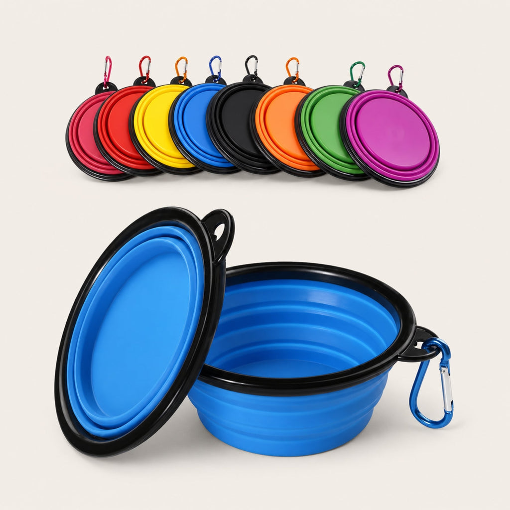 Collapsible Pet Travel Bowl for Dogs & Cats – Portable Silicone Water & Food Bowl with Carabiner, Foldable Dog Bowl for Travel, Hiking & Outdoor Use