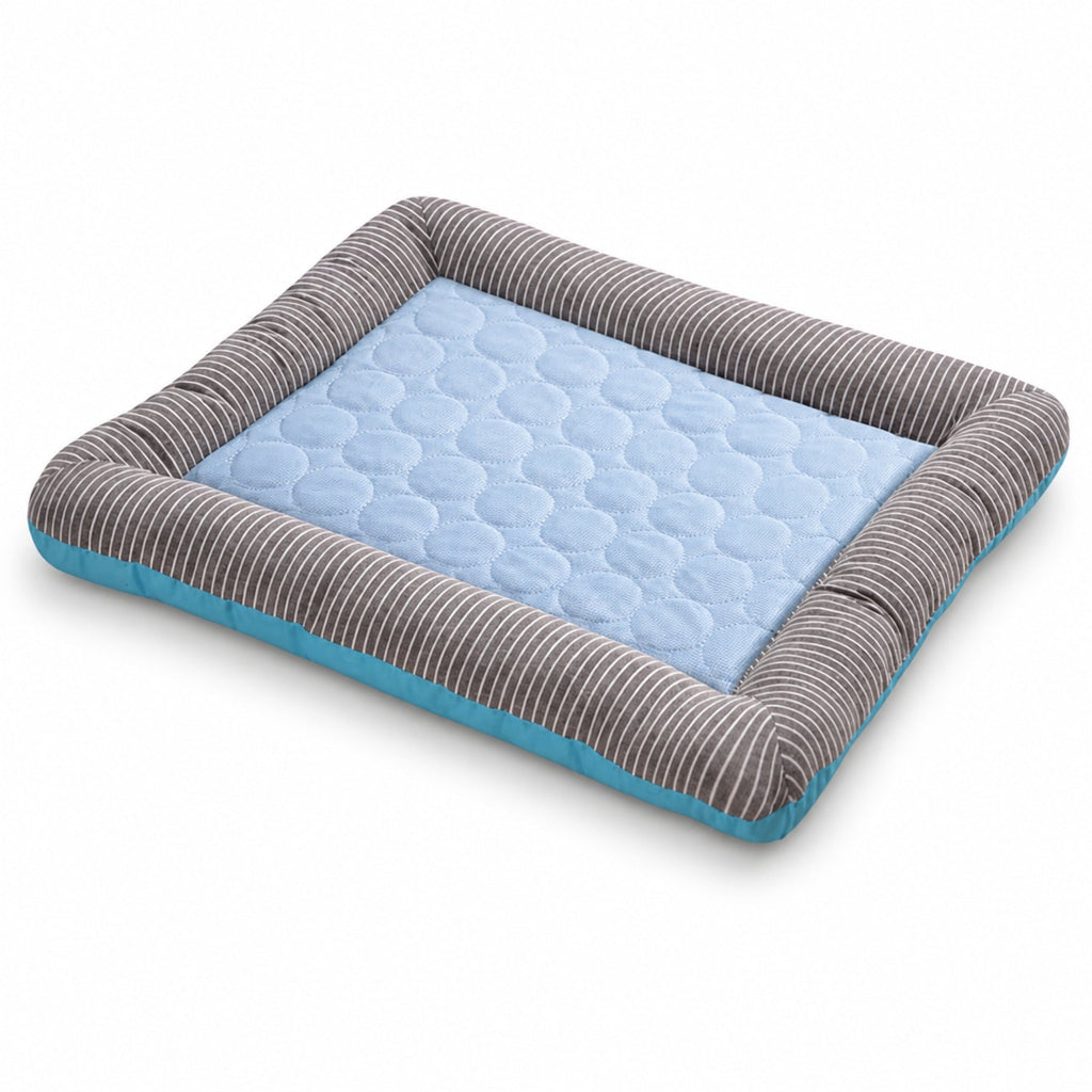 Cooling Dog Bed Mat with Raised Edges – Breathable Pet Cooling Pad with Soft Cushion Support, Washable Cooling Pet Bed for Small, Medium & Large Dogs
