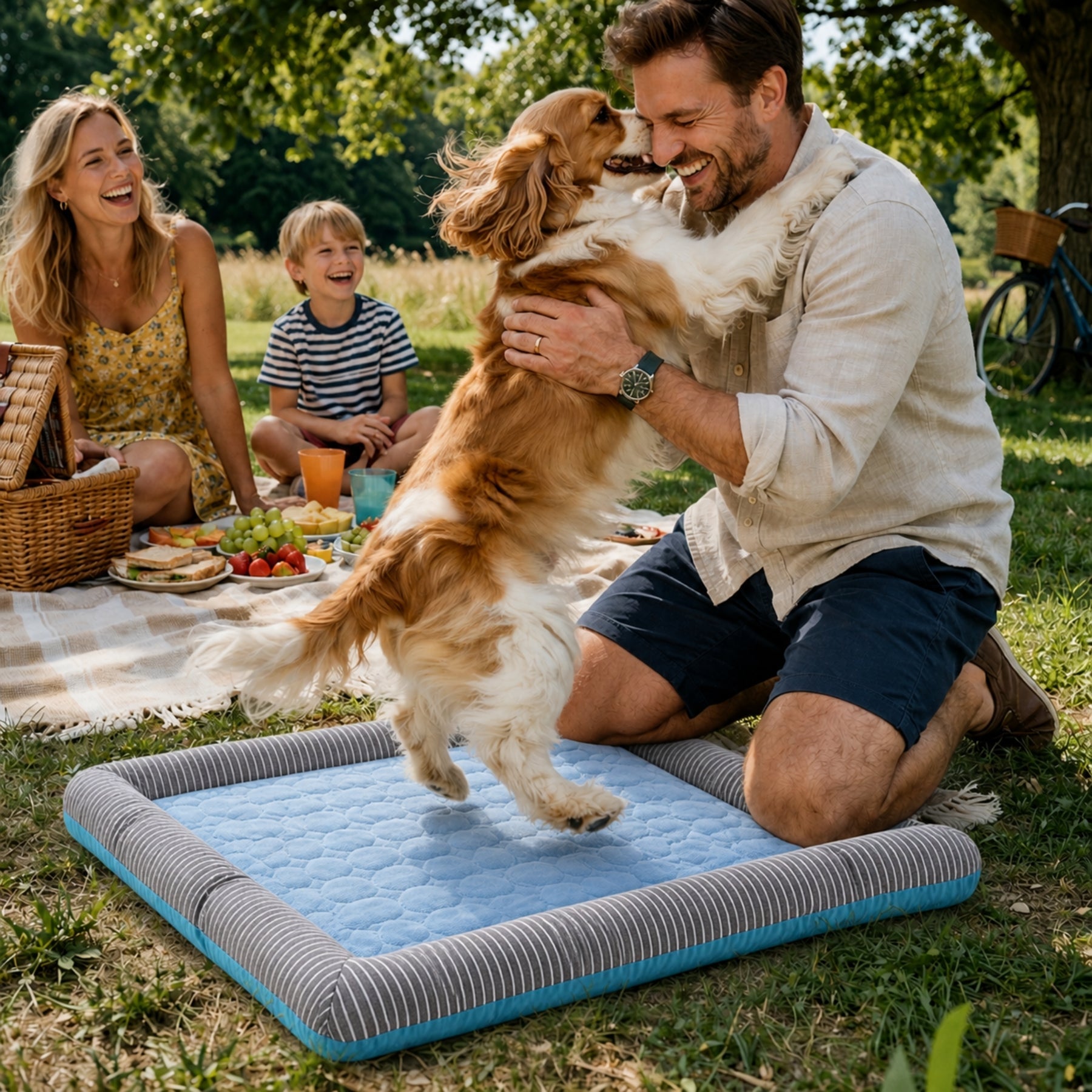 Cooling Dog Bed Mat with Raised Edges – Breathable Pet Cooling Pad with Soft Cushion Support, Washable Cooling Pet Bed for Small, Medium & Large Dogs
