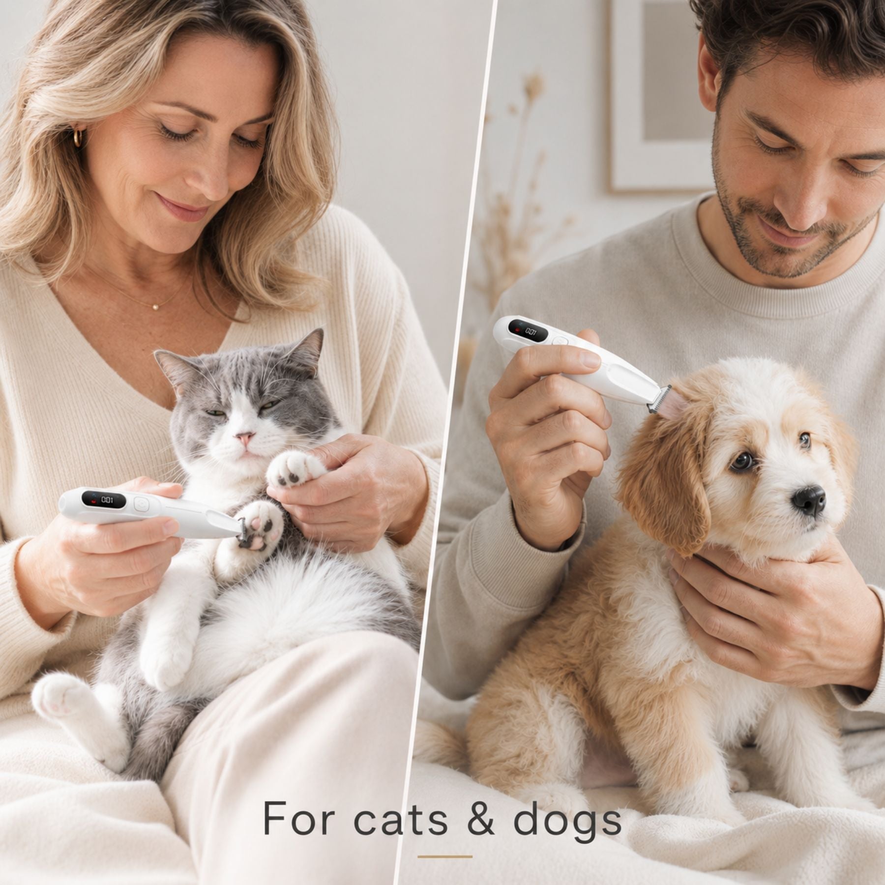 Dog Paw Trimmer & Cat Hair Clipper - Rechargeable LED Grooming Clipper