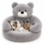 Bear-Shaped Plush Cat Bed & Dog Sofa - Removable Cushion Pet Bed