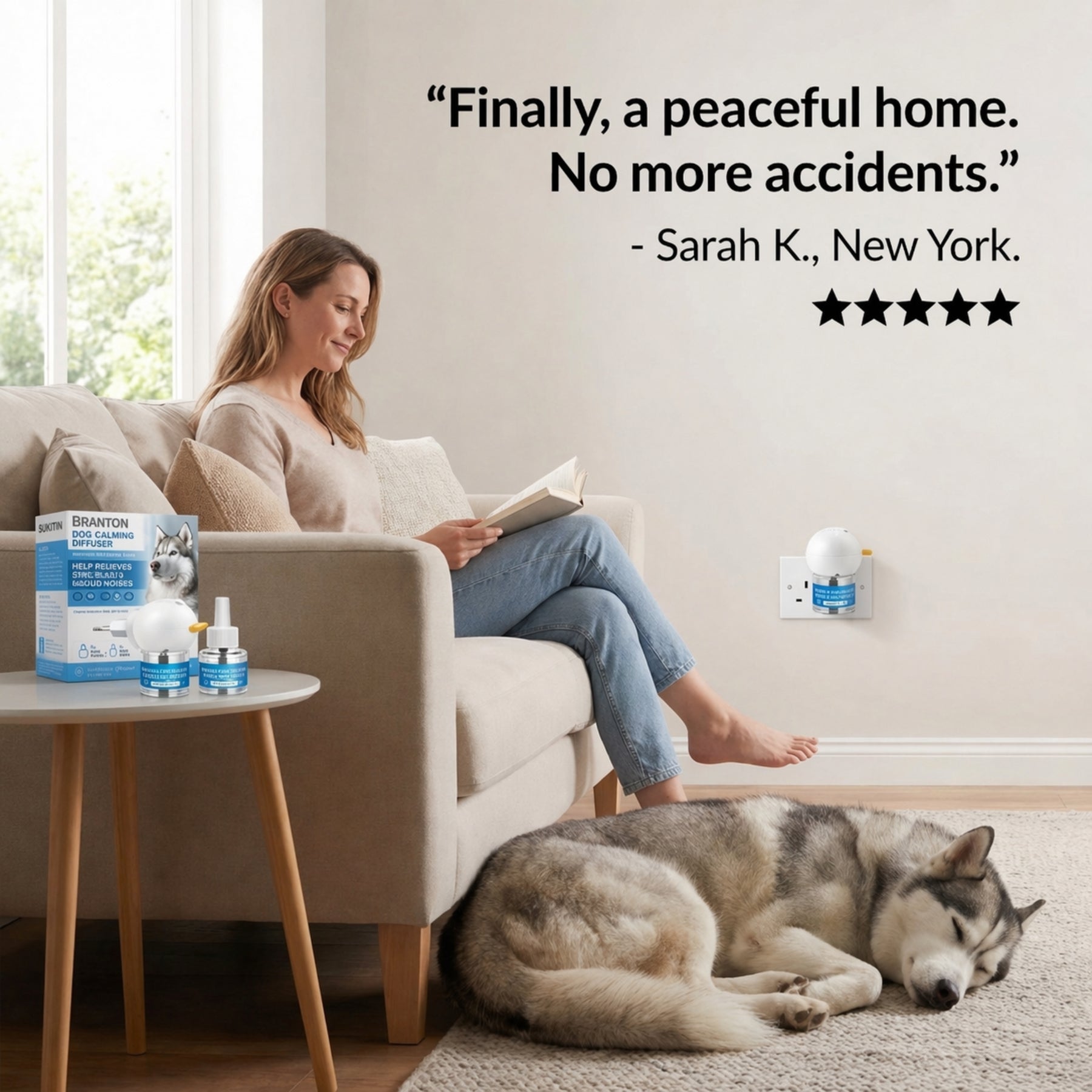 Dog Calming Diffuser, Plug-In Pet Calming Diffuser for Anxiety Relief