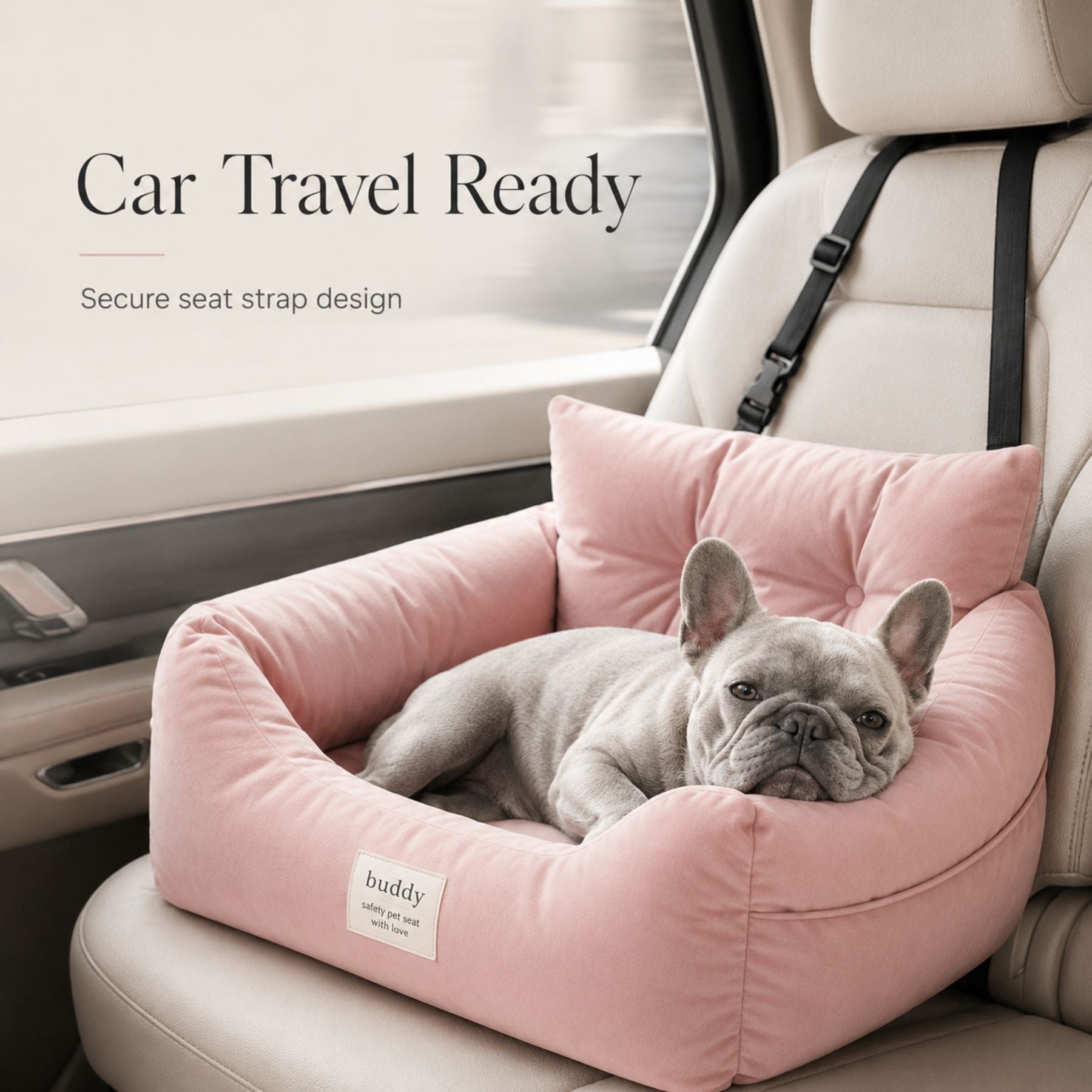 Dog Car Seat Bed, Portable Pet Booster Seat for Small Dogs & Cats Ride