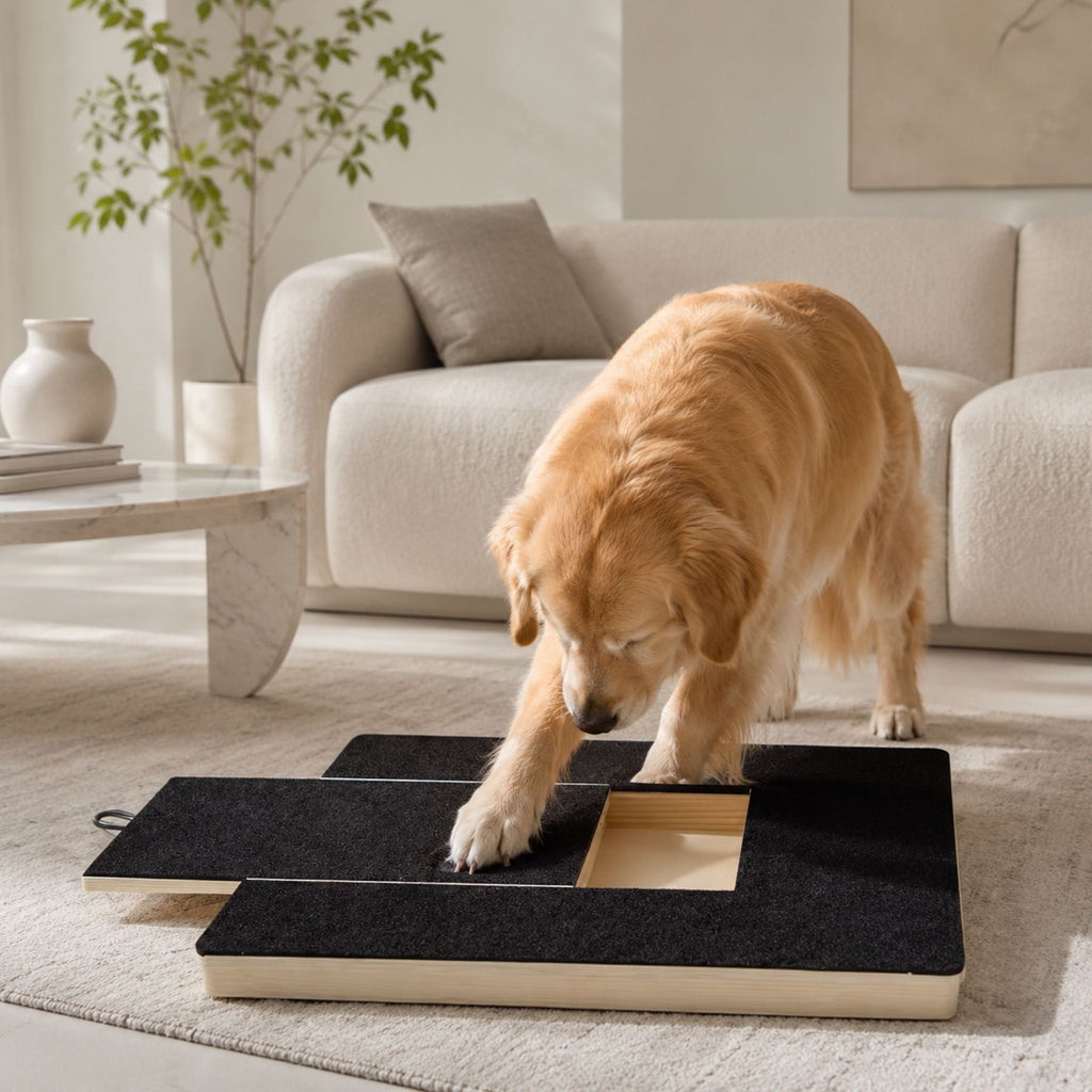 Dog Nail Scratch Board with Treat Drawer – Bamboo Pet Nail File Pad for Dogs & Cats, Natural Scratch Grooming Board for Safe Nail Trimming & Training