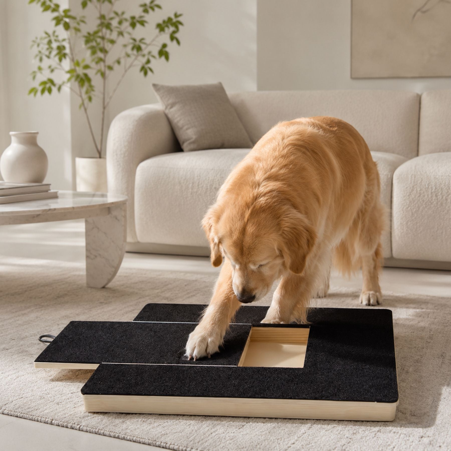 Dog Nail Scratch Board with Treat Drawer – Bamboo Pet Nail File Pad for Dogs & Cats, Natural Scratch Grooming Board for Safe Nail Trimming & Training
