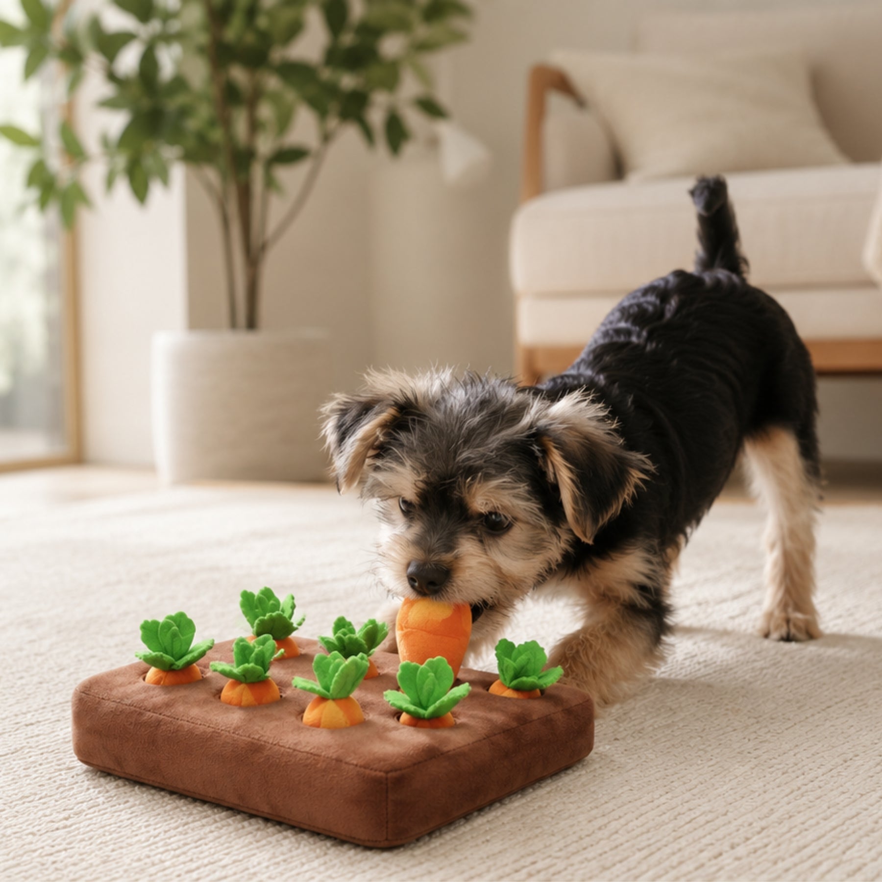 Dog Snuffle Mat Plush Carrot Toy, Interactive Treat Hiding Mat for Dogs and Cats