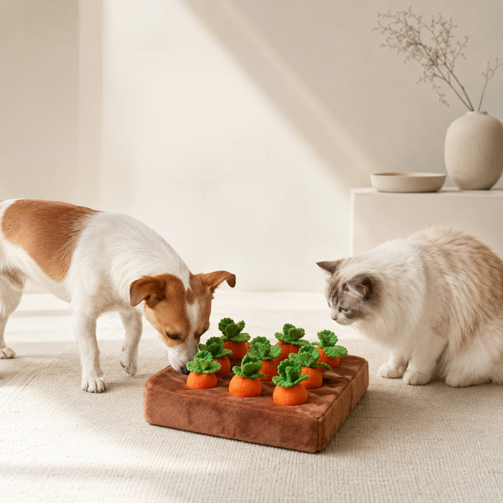 Dog Snuffle Mat Plush Carrot Toy, Interactive Treat Hiding Mat for Dogs and Cats