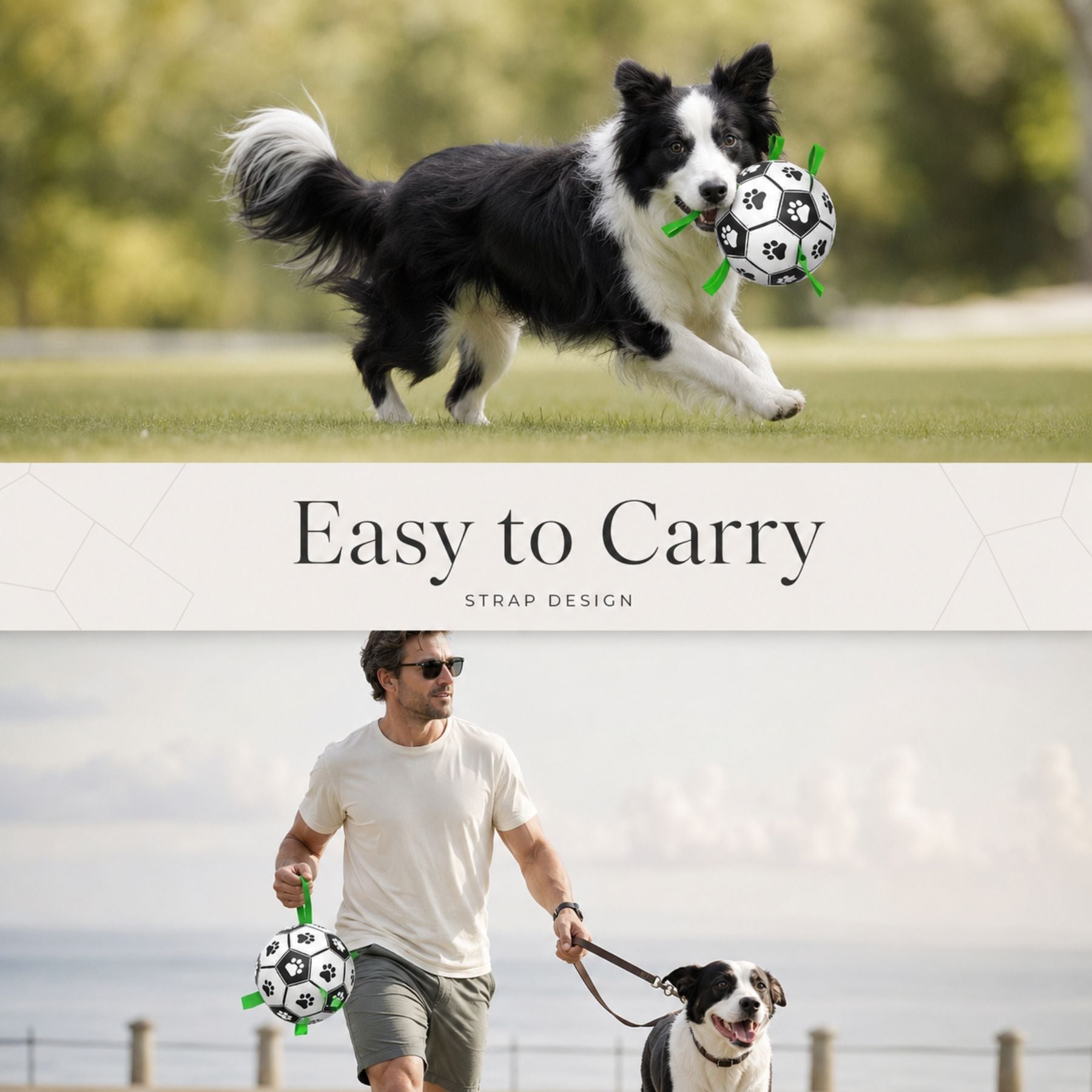 Interactive Dog Soccer Ball Toy - Fetch, Tug, Chew & Outdoor Play