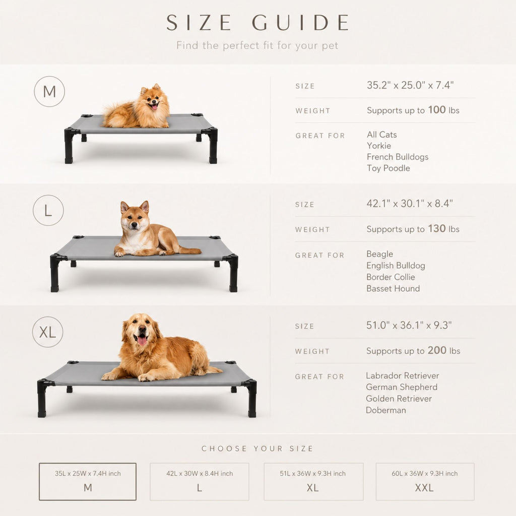 Elevated Cooling Dog Bed & Cat Bed - Breathable Mesh Outdoor Pet Cot