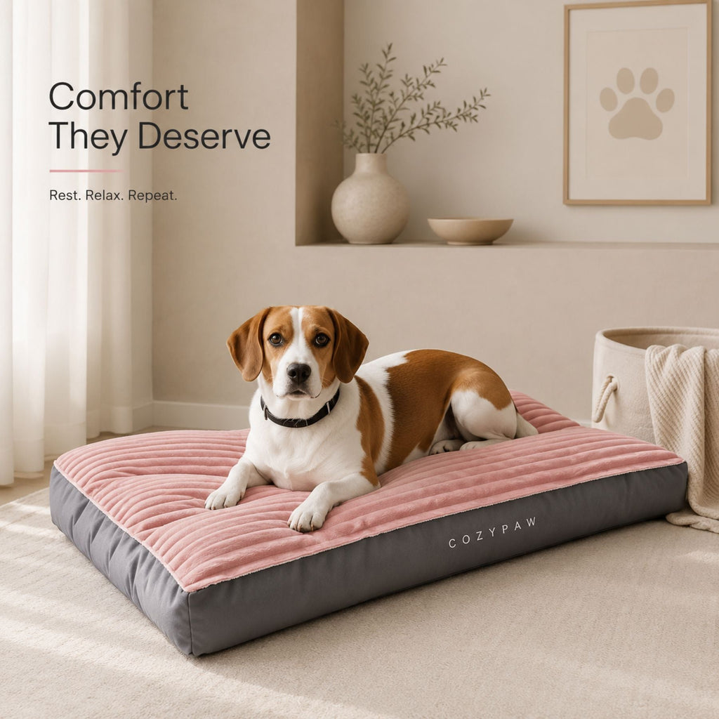 Luxury Extra Thick Washable Dog Bed Mat For Medium Large Dogs Ultra Soft Ribbed Plush Pet Mattress Non Slip Base Durable Comfort Sleeping Pad Pet Bed Furniture Indoor Outdoor