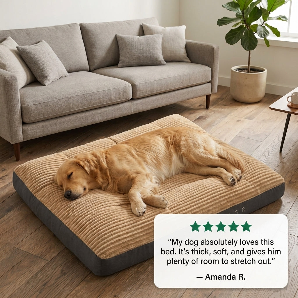 Extra Thick Orthopedic Washable Dog Bed - Calming Plush Mattress for Large Dogs