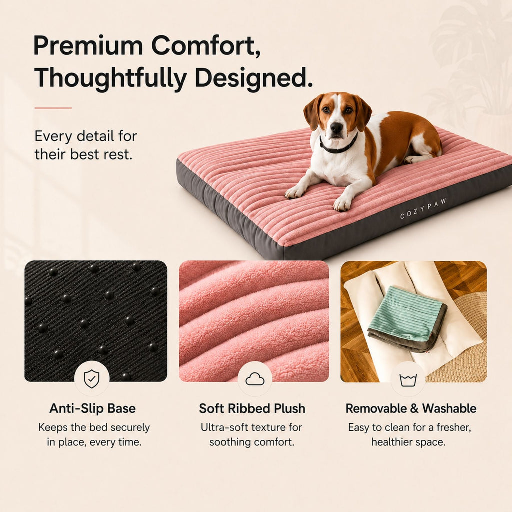 Extra Thick Orthopedic Washable Dog Bed - Calming Plush Mattress for Large Dogs