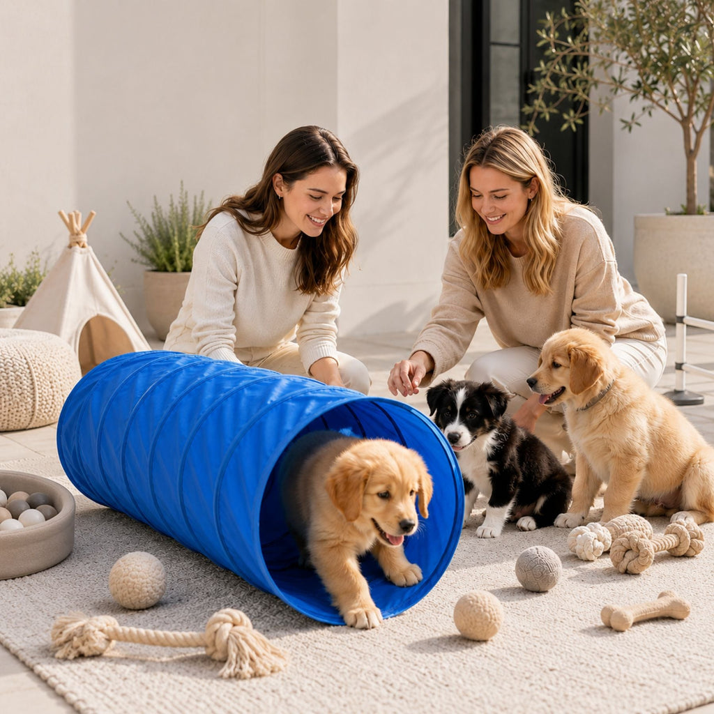 Foldable Dog Agility Tunnel - Indoor & Outdoor Training Play Tunnel