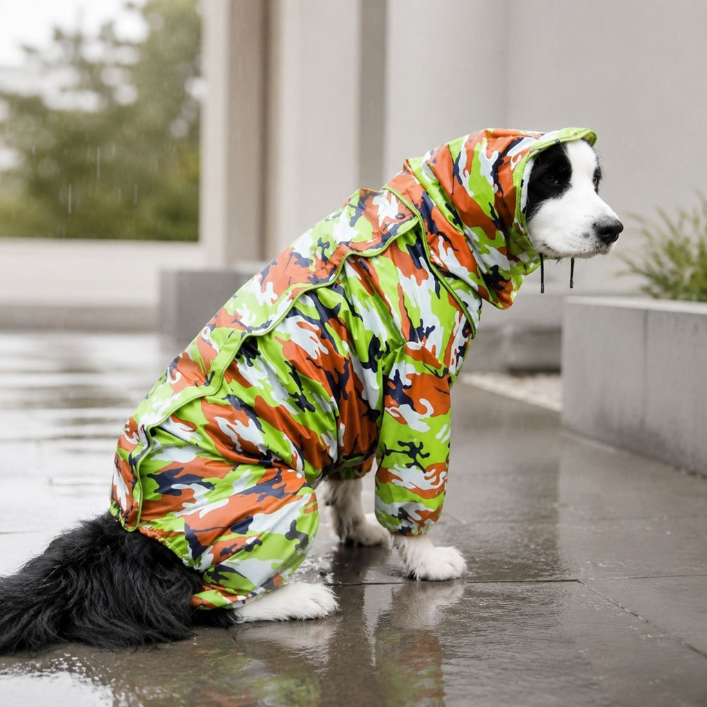 Full Coverage Dog Raincoat with Hood - Waterproof Rain Suit