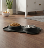Double Pet Bowl with Silicone Mat