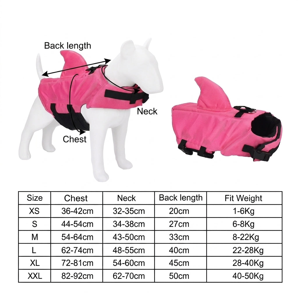Shark Dog Life Jacket - Dog Swimming Vest for Small Medium Dogs Safety
