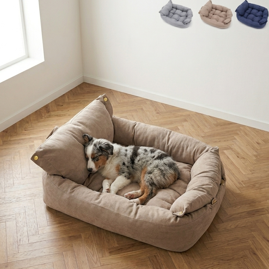 Luxury 3-in-1 Convertible Plush Pet Bed For Dogs Cats Foldable Cushion Sofa Sleeping Mat Soft Cozy Pet Bed Mattress Warm Durable Washable Pet Furniture Indoor Comfort Bed