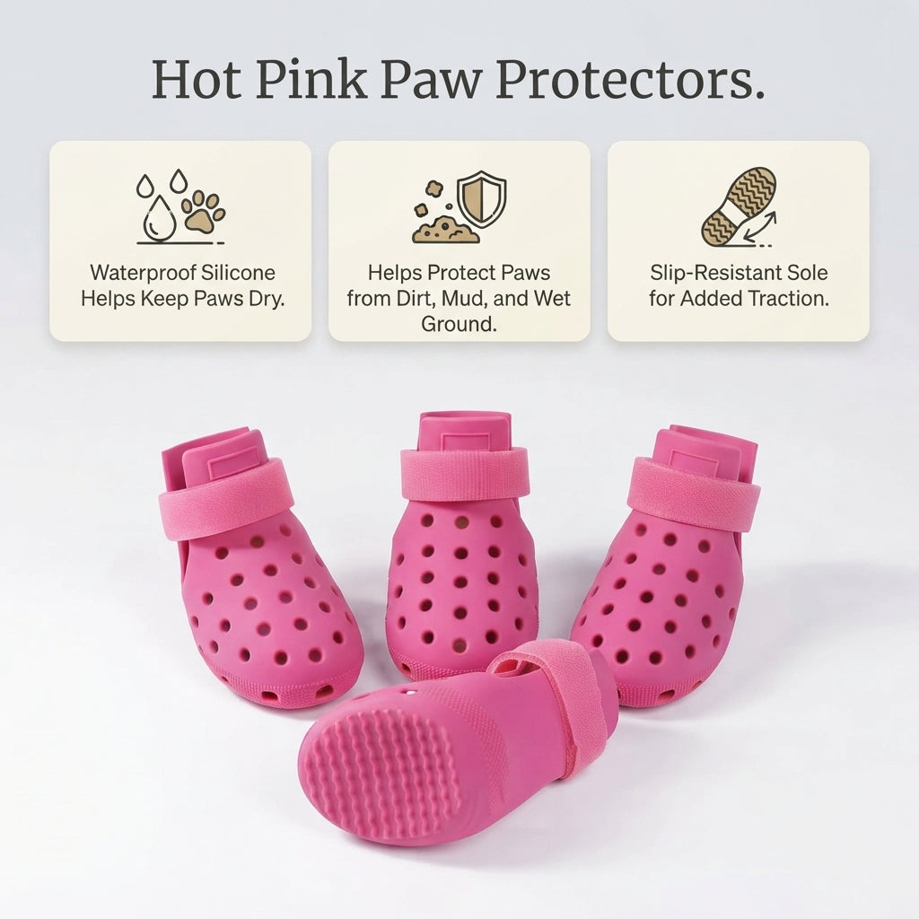4 Pack Waterproof Silicone Dog Shoes - Rain, Dirt & Slip Resistant Boots