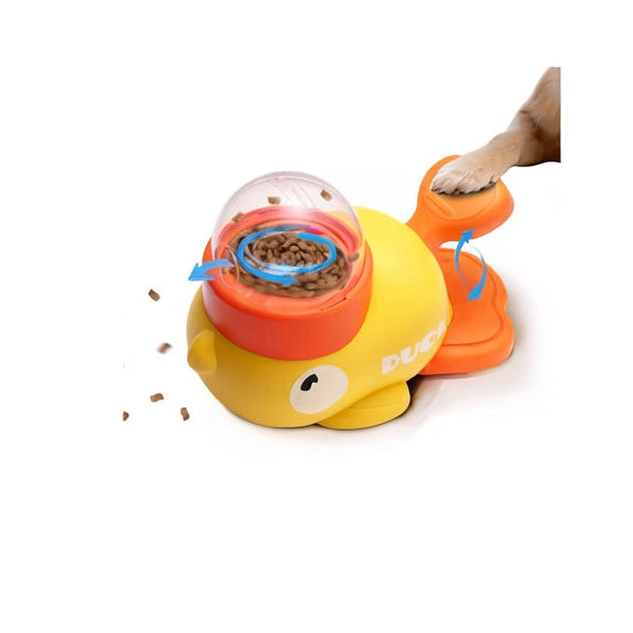 2-in-1 Interactive Duck Dog Toy Treat Dispenser Slow Feeder Training