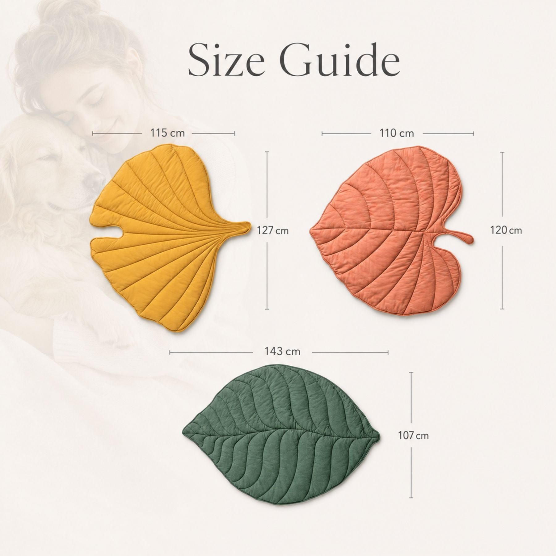 Leaf Pet Mat for Dogs & Cats - Quilted Washable Floor Bed Sofa Mat