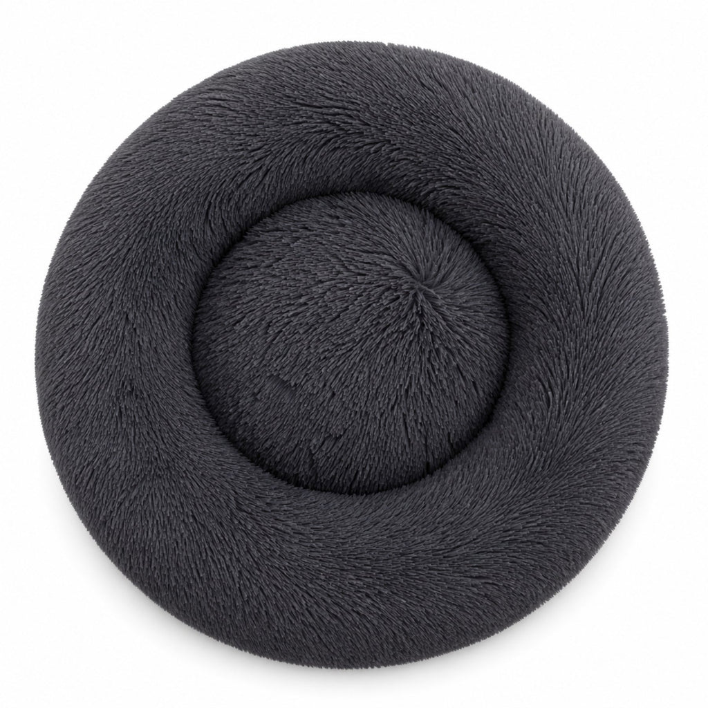 Luxury Calming Donut Dog Bed – Soft Faux Fur Washable Pet Bed for Small, Medium & Large Dogs & Cats, Anti-Anxiety Plush Round Pet Bed