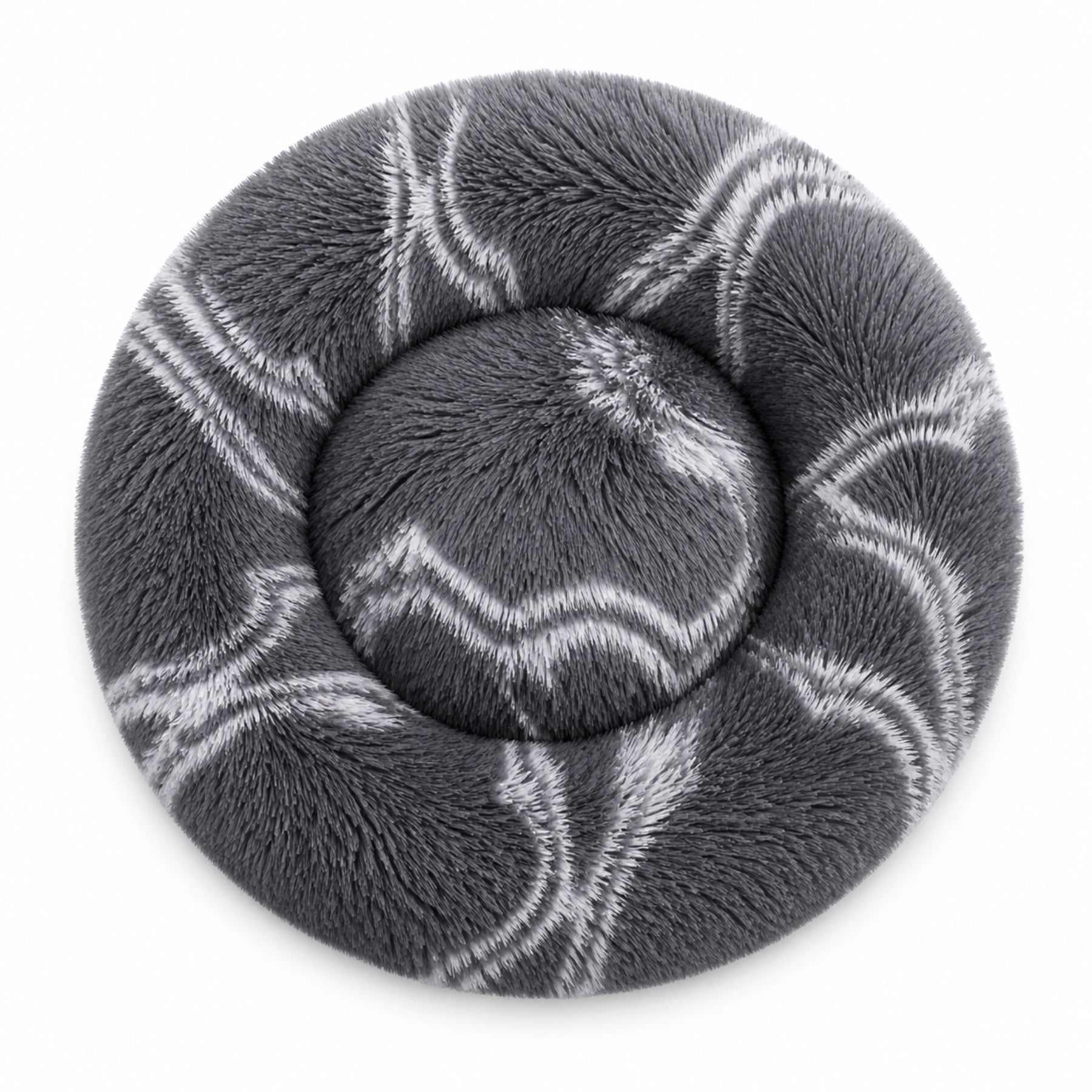 Luxury Calming Donut Dog Bed – Soft Faux Fur Washable Pet Bed for Small, Medium & Large Dogs & Cats, Anti-Anxiety Plush Round Pet Bed