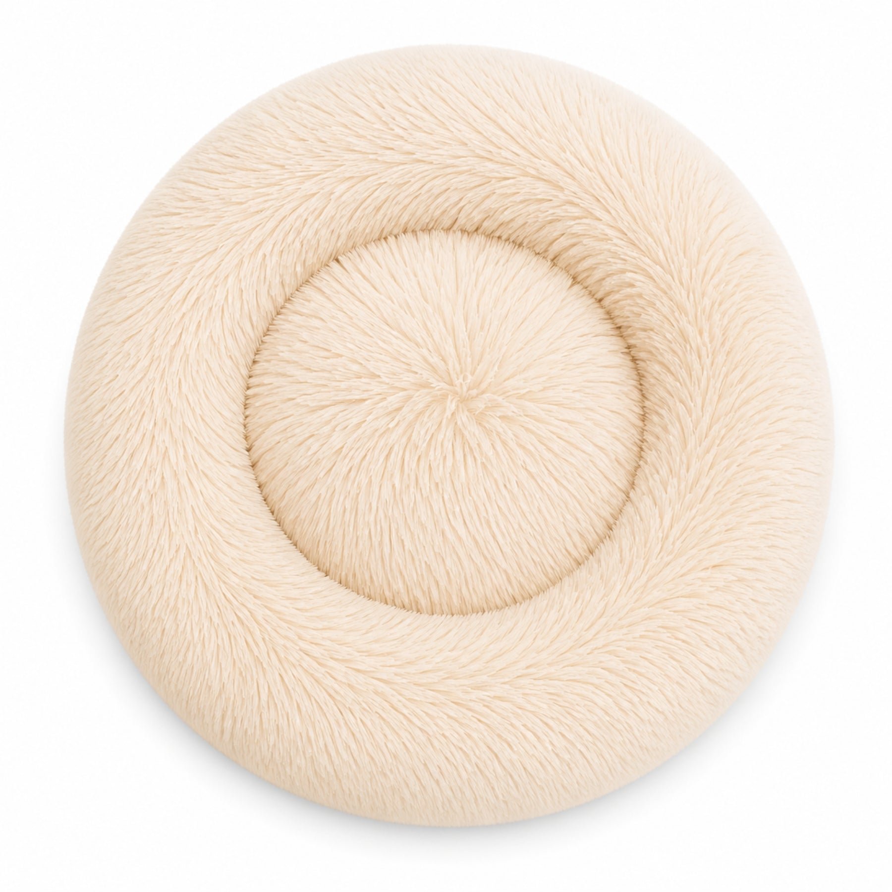 Luxury Calming Donut Dog Bed – Soft Faux Fur Washable Pet Bed for Small, Medium & Large Dogs & Cats, Anti-Anxiety Plush Round Pet Bed
