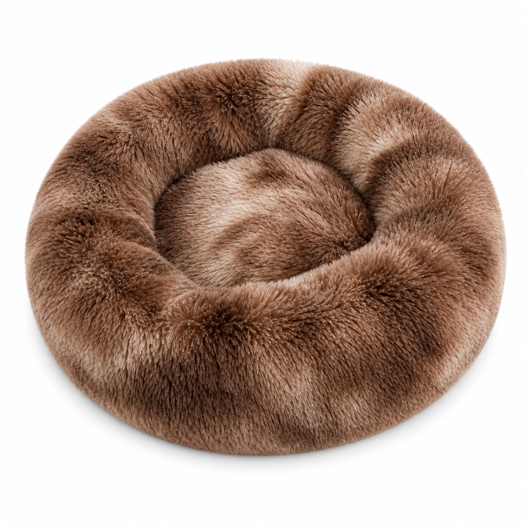 Luxury Calming Donut Dog Bed – Soft Faux Fur Washable Pet Bed for Small, Medium & Large Dogs & Cats, Anti-Anxiety Plush Round Pet Bed