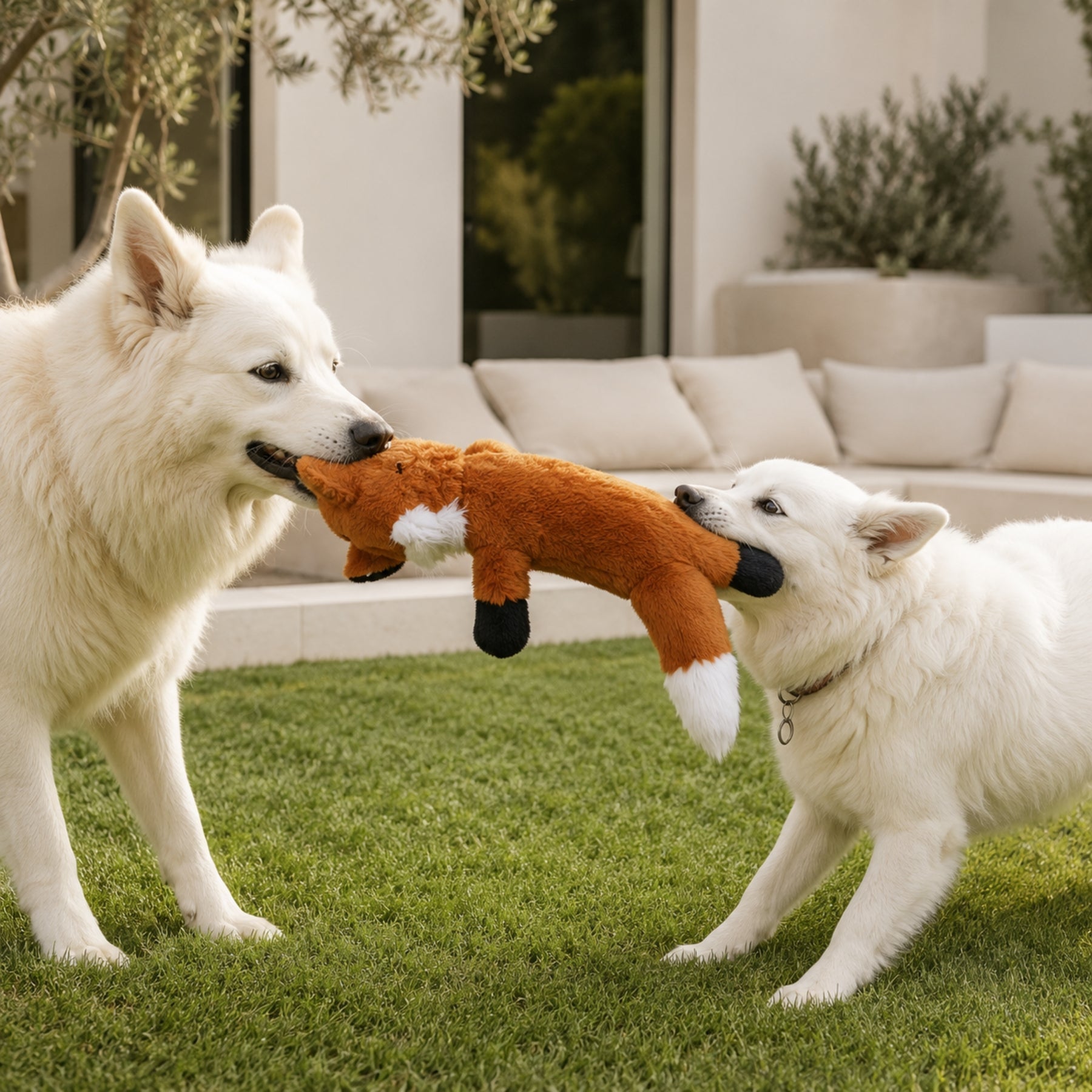 Squeaky Plush Dog Toy with Crinkle Sound and Animal Design No-Stuffing