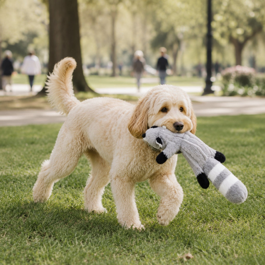 Squeaky Plush Dog Toy with Crinkle Sound and Animal Design No-Stuffing