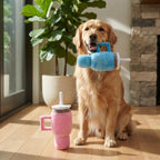 Cute Mug-Shaped Dog Chew Toy for Puppies, Squeaky Plush Toy, Pink & Blue