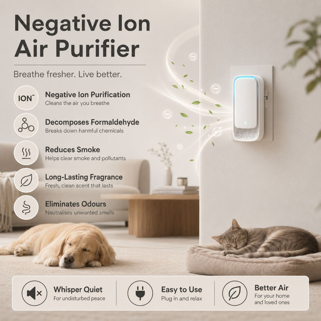 4 Pack Plug In Negative Ion Air Purifier – Mini Air Freshener Deodorizer, Odor Eliminator for Pet Areas, Kitchen, Bathroom & Small Rooms, Compact Home Air Cleaner