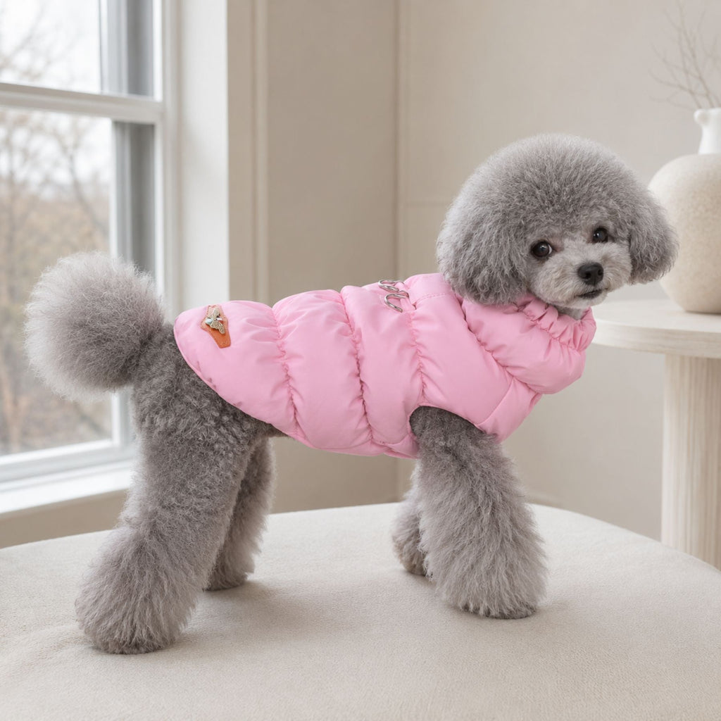 Padded Winter Dog & Cat Coat - Warm Quilted Pet Jacket with Leash Ring