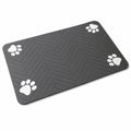 Pet Feeding Mat for Dogs & Cats – Non-Slip Waterproof Bowl Mat, Grey Herringbone Pet Food & Water Placemat, Mess Control Feeding Station Mat for Kitchen & Home Use