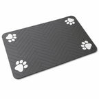 Pet Feeding Mat for Dogs & Cats – Non-Slip Waterproof Bowl Mat, Grey Herringbone Pet Food & Water Placemat, Mess Control Feeding Station Mat for Kitchen & Home Use