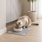 Pet Feeding Mat for Dogs & Cats – Non-Slip Waterproof Bowl Mat, Grey Herringbone Pet Food & Water Placemat, Mess Control Feeding Station Mat for Kitchen & Home Use