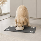 Pet Feeding Mat for Dogs & Cats – Non-Slip Waterproof Bowl Mat, Grey Herringbone Pet Food & Water Placemat, Mess Control Feeding Station Mat for Kitchen & Home Use