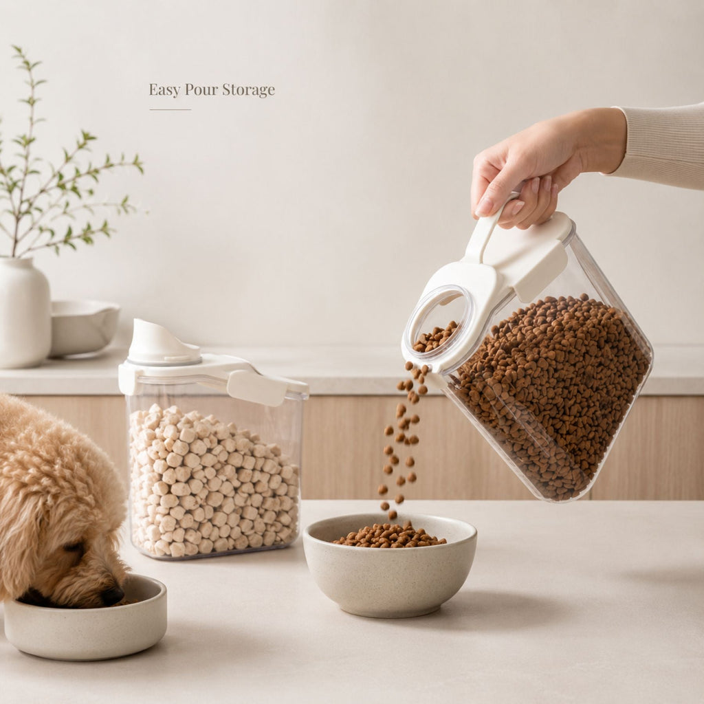 Pet Food Storage Container for Dog & Cat Food - Easy Pour Dispenser