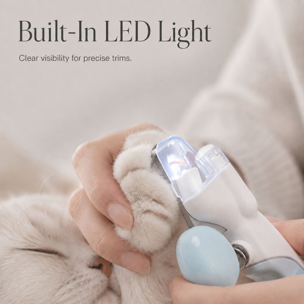 Pet Nail Clippers with LED Light – Dog & Cat Claw Trimmer with Safety Guard, Nail Catcher & Precision Grooming for Safe Home Pet Nail Care