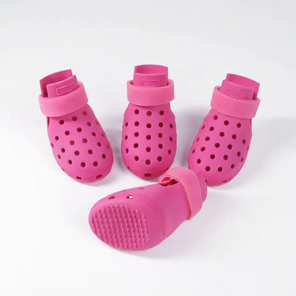 4 Pack Waterproof Silicone Dog Shoes - Rain, Dirt & Slip Resistant Boots